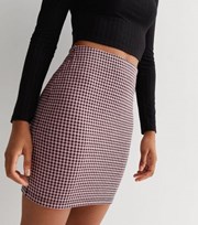 New Look Pink Check Tube Mini Skirt